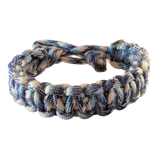 Adjustable Solomon Weave Bracelet - Multi-Color - White with Acid Purple and Colonial Blue